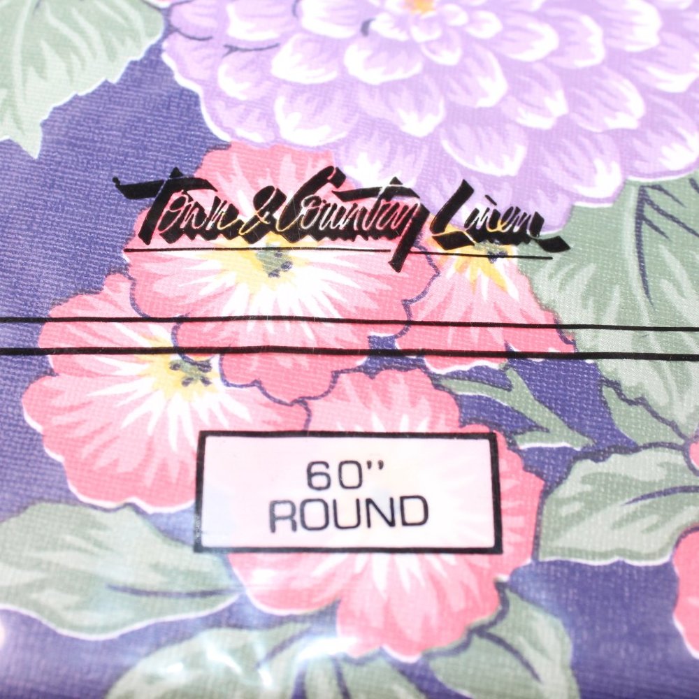 Vintage Vinyl 50" Round Flannel Back Tablecloth #112 - Picture 5 of 6